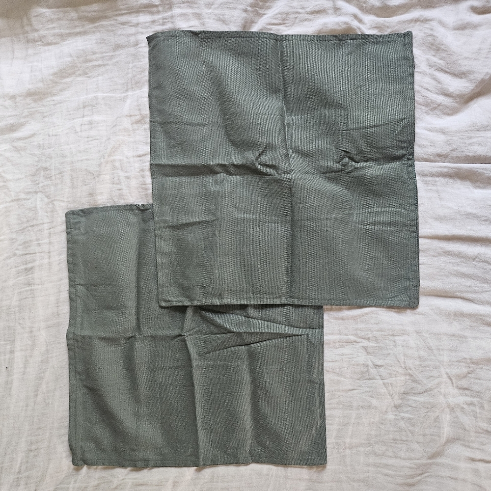 Two IKEA Gurli Olive Green Cushion Covers
